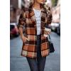 imagePRETTYGARDEN Womens Plaid Shacket Jacket Trendy Casual Button Wool Blend Winter Tartan Trench Coat with PocketsShort Style Orange