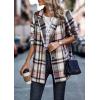 imagePRETTYGARDEN Womens Plaid Shacket Jacket Trendy Casual Button Wool Blend Winter Tartan Trench Coat with PocketsShort Style Pink