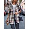 imagePRETTYGARDEN Womens Plaid Shacket Jacket Trendy Casual Button Wool Blend Winter Tartan Trench Coat with PocketsShort Style Pink