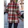 imagePRETTYGARDEN Womens Plaid Shacket Jacket Trendy Casual Button Wool Blend Winter Tartan Trench Coat with PocketsShort Style Red