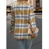 imagePRETTYGARDEN Womens Plaid Shacket Jacket Trendy Casual Button Wool Blend Winter Tartan Trench Coat with PocketsShort Style Yellow Plaid