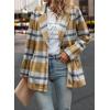 imagePRETTYGARDEN Womens Plaid Shacket Jacket Trendy Casual Button Wool Blend Winter Tartan Trench Coat with PocketsShort Style Yellow Plaid
