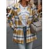 imagePRETTYGARDEN Womens Plaid Shacket Jacket Trendy Casual Button Wool Blend Winter Tartan Trench Coat with PocketsShort Style Yellow Plaid