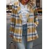 imagePRETTYGARDEN Womens Plaid Shacket Jacket Trendy Casual Button Wool Blend Winter Tartan Trench Coat with PocketsShort Style Yellow Plaid