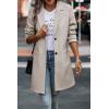 imagePRETTYGARDEN Womens Plaid Shacket Jacket Trendy Casual Button Wool Blend Winter Tartan Trench Coat with PocketsSolid Apricot