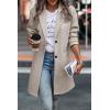 imagePRETTYGARDEN Womens Plaid Shacket Jacket Trendy Casual Button Wool Blend Winter Tartan Trench Coat with PocketsSolid Apricot