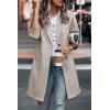imagePRETTYGARDEN Womens Plaid Shacket Jacket Trendy Casual Button Wool Blend Winter Tartan Trench Coat with PocketsSolid Apricot