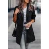 imagePRETTYGARDEN Womens Plaid Shacket Jacket Trendy Casual Button Wool Blend Winter Tartan Trench Coat with PocketsSolid Black