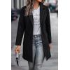 imagePRETTYGARDEN Womens Plaid Shacket Jacket Trendy Casual Button Wool Blend Winter Tartan Trench Coat with PocketsSolid Black
