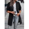 imagePRETTYGARDEN Womens Plaid Shacket Jacket Trendy Casual Button Wool Blend Winter Tartan Trench Coat with PocketsSolid Black