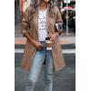 imagePRETTYGARDEN Womens Plaid Shacket Jacket Trendy Casual Button Wool Blend Winter Tartan Trench Coat with PocketsSolid Camel
