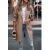 imagePRETTYGARDEN Womens Plaid Shacket Jacket Trendy Casual Button Wool Blend Winter Tartan Trench Coat with PocketsSolid Camel