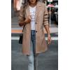 imagePRETTYGARDEN Womens Plaid Shacket Jacket Trendy Casual Button Wool Blend Winter Tartan Trench Coat with PocketsSolid Camel