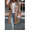 imagePRETTYGARDEN Womens Plaid Shacket Jacket Trendy Casual Button Wool Blend Winter Tartan Trench Coat with PocketsSolid Camel