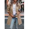 imagePRETTYGARDEN Womens Plaid Shacket Jacket Trendy Casual Button Wool Blend Winter Tartan Trench Coat with PocketsSolid Khaki