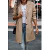 imagePRETTYGARDEN Womens Plaid Shacket Jacket Trendy Casual Button Wool Blend Winter Tartan Trench Coat with PocketsSolid Khaki