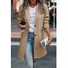 imagePRETTYGARDEN Womens Plaid Shacket Jacket Trendy Casual Button Wool Blend Winter Tartan Trench Coat with PocketsSolid Khaki