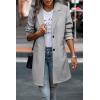 imagePRETTYGARDEN Womens Plaid Shacket Jacket Trendy Casual Button Wool Blend Winter Tartan Trench Coat with PocketsSolid Light Grey