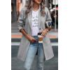 imagePRETTYGARDEN Womens Plaid Shacket Jacket Trendy Casual Button Wool Blend Winter Tartan Trench Coat with PocketsSolid Light Grey
