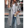 imagePRETTYGARDEN Womens Plaid Shacket Jacket Trendy Casual Button Wool Blend Winter Tartan Trench Coat with PocketsSolid Light Grey