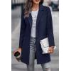 imagePRETTYGARDEN Womens Plaid Shacket Jacket Trendy Casual Button Wool Blend Winter Tartan Trench Coat with PocketsSolid Navy