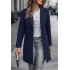 imagePRETTYGARDEN Womens Plaid Shacket Jacket Trendy Casual Button Wool Blend Winter Tartan Trench Coat with PocketsSolid Navy
