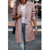 imagePRETTYGARDEN Womens Plaid Shacket Jacket Trendy Casual Button Wool Blend Winter Tartan Trench Coat with PocketsSolid Pink
