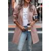 imagePRETTYGARDEN Womens Plaid Shacket Jacket Trendy Casual Button Wool Blend Winter Tartan Trench Coat with PocketsSolid Pink