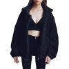 imagePRETTYGARDEN Womens Fashion Winter Coat Sherpa Fleece Faux Fur Shearling Oversized Trendy Jackets Warm OuterwearBlack