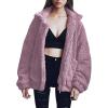 imagePRETTYGARDEN Womens Fashion Winter Coat Sherpa Fleece Faux Fur Shearling Oversized Trendy Jackets Warm OuterwearDark Pink
