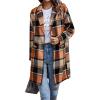 imagePRETTYGARDEN Womens Plaid Shacket Jacket Trendy Casual Button Wool Blend Winter Tartan Trench Coat with PocketsOrange