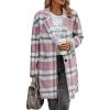 imagePRETTYGARDEN Womens Plaid Shacket Jacket Trendy Casual Button Wool Blend Winter Tartan Trench Coat with PocketsPink White