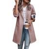 imagePRETTYGARDEN Womens Plaid Shacket Jacket Trendy Casual Button Wool Blend Winter Tartan Trench Coat with PocketsSolid Pink