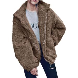 imagePRETTYGARDEN Womens Fashion Winter Coat Sherpa Fleece Faux Fur Shearling Oversized Trendy Jackets Warm OuterwearCoffee