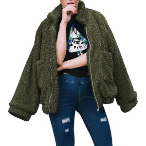 imagePRETTYGARDEN Womens Fashion Winter Coat Sherpa Fleece Faux Fur Shearling Oversized Trendy Jackets Warm OuterwearGreen