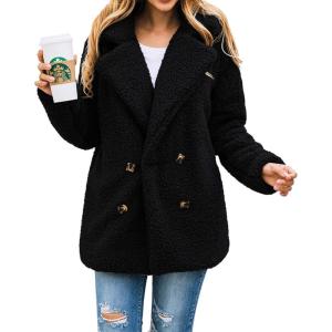 imagePRETTYGARDEN Womens Fashion Winter Coat Sherpa Fleece Faux Fur Shearling Oversized Trendy Jackets Warm OuterwearStyle Two Black