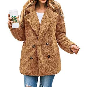 imagePRETTYGARDEN Womens Fashion Winter Coat Sherpa Fleece Faux Fur Shearling Oversized Trendy Jackets Warm OuterwearStyle Two Camel
