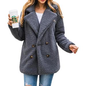 imagePRETTYGARDEN Womens Fashion Winter Coat Sherpa Fleece Faux Fur Shearling Oversized Trendy Jackets Warm OuterwearStyle Two Dark Grey