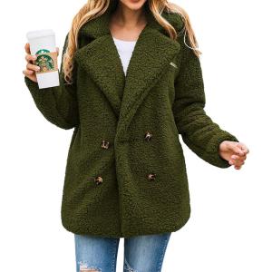 imagePRETTYGARDEN Womens Fashion Winter Coat Sherpa Fleece Faux Fur Shearling Oversized Trendy Jackets Warm OuterwearStyle Two Green