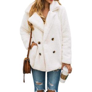 imagePRETTYGARDEN Womens Fashion Winter Coat Sherpa Fleece Faux Fur Shearling Oversized Trendy Jackets Warm OuterwearStyle Two White