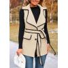 imagePRETTYGARDEN Womens 2025 Tweed Vest Jackets Sleeveless Lapel Button Front Belt Color Block Winter Cardigan OuterwearApricot
