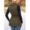 imagePRETTYGARDEN Womens 2025 Tweed Vest Jackets Sleeveless Lapel Button Front Belt Color Block Winter Cardigan OuterwearArmy Green