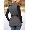 imagePRETTYGARDEN Womens 2025 Tweed Vest Jackets Sleeveless Lapel Button Front Belt Color Block Winter Cardigan OuterwearDark Grey