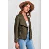 imagePRETTYGARDEN Womens Faux Suede Jackets 2025 Spring Fall Clothes Long Sleeve Open Front Cropped Coat OutwearArmy Green
