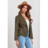 imagePRETTYGARDEN Womens Faux Suede Jackets 2025 Spring Fall Clothes Long Sleeve Open Front Cropped Coat OutwearArmy Green