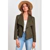 imagePRETTYGARDEN Womens Faux Suede Jackets 2025 Spring Fall Clothes Long Sleeve Open Front Cropped Coat OutwearArmy Green