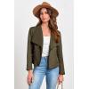 imagePRETTYGARDEN Womens Faux Suede Jackets 2025 Spring Fall Clothes Long Sleeve Open Front Cropped Coat OutwearArmy Green