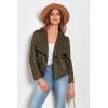imagePRETTYGARDEN Womens Faux Suede Jackets 2025 Spring Fall Clothes Long Sleeve Open Front Cropped Coat OutwearArmy Green