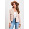 imagePRETTYGARDEN Womens Faux Suede Jackets 2025 Spring Fall Clothes Long Sleeve Open Front Cropped Coat OutwearBeige Apricot