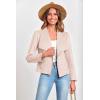 imagePRETTYGARDEN Womens Faux Suede Jackets 2025 Spring Fall Clothes Long Sleeve Open Front Cropped Coat OutwearBeige Apricot